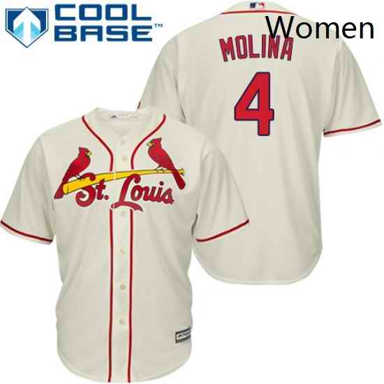 Womens Majestic St Louis Cardinals 4 Yadier Molina Authentic Cream Alternate MLB Jersey